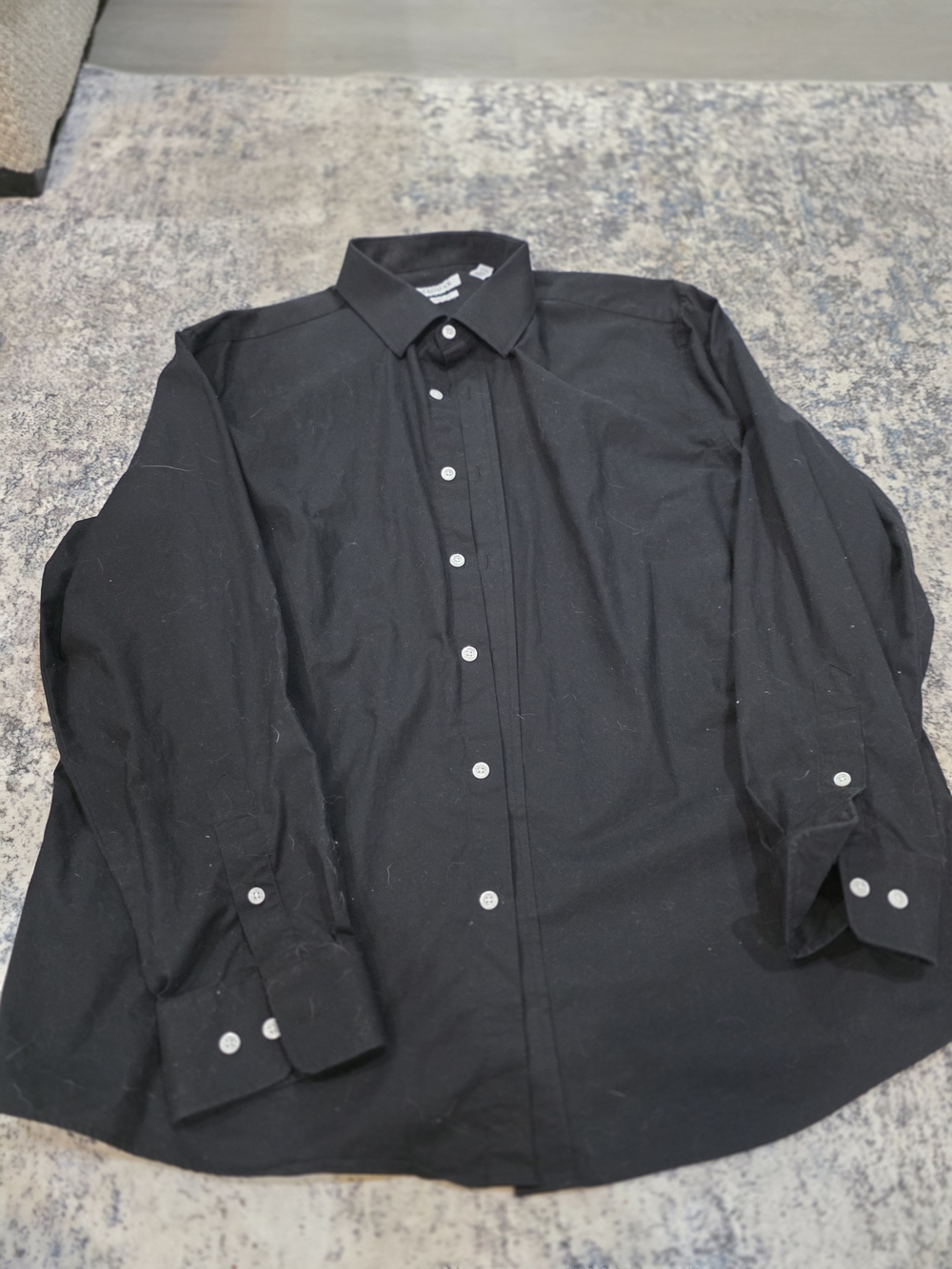 Haggar Black Long-Sleeve Button-Down Dress Shirt